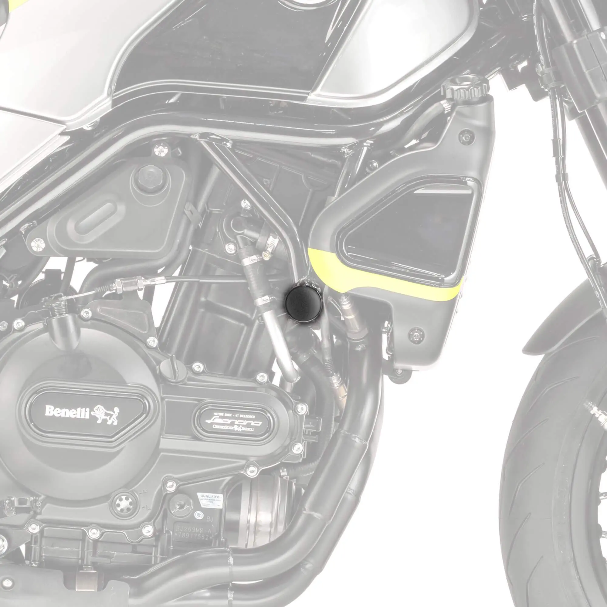 Pyramid Frame End Caps | Matte Black | Benelli Leoncino 500 Trail 2015>Current - Image 3