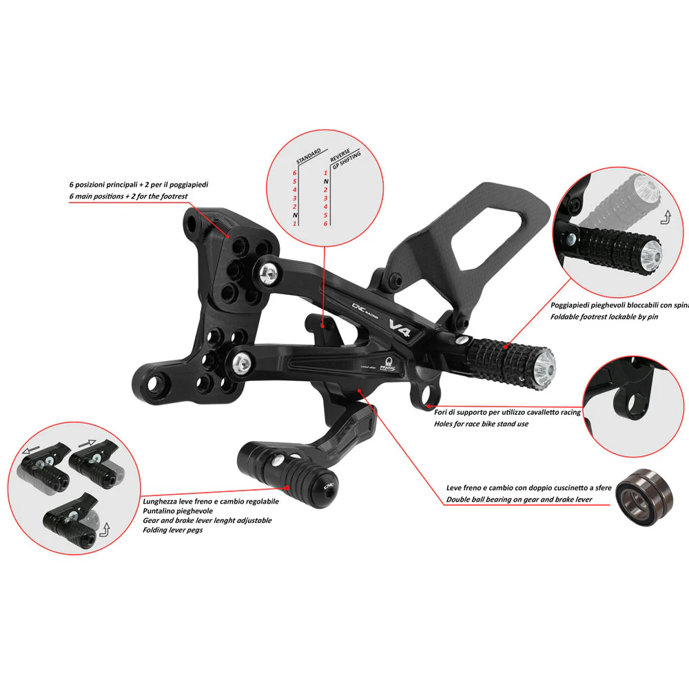 CNC Racing Adjustable Rearsets Carbon for Ducati Streetfighter V4 - Image 7