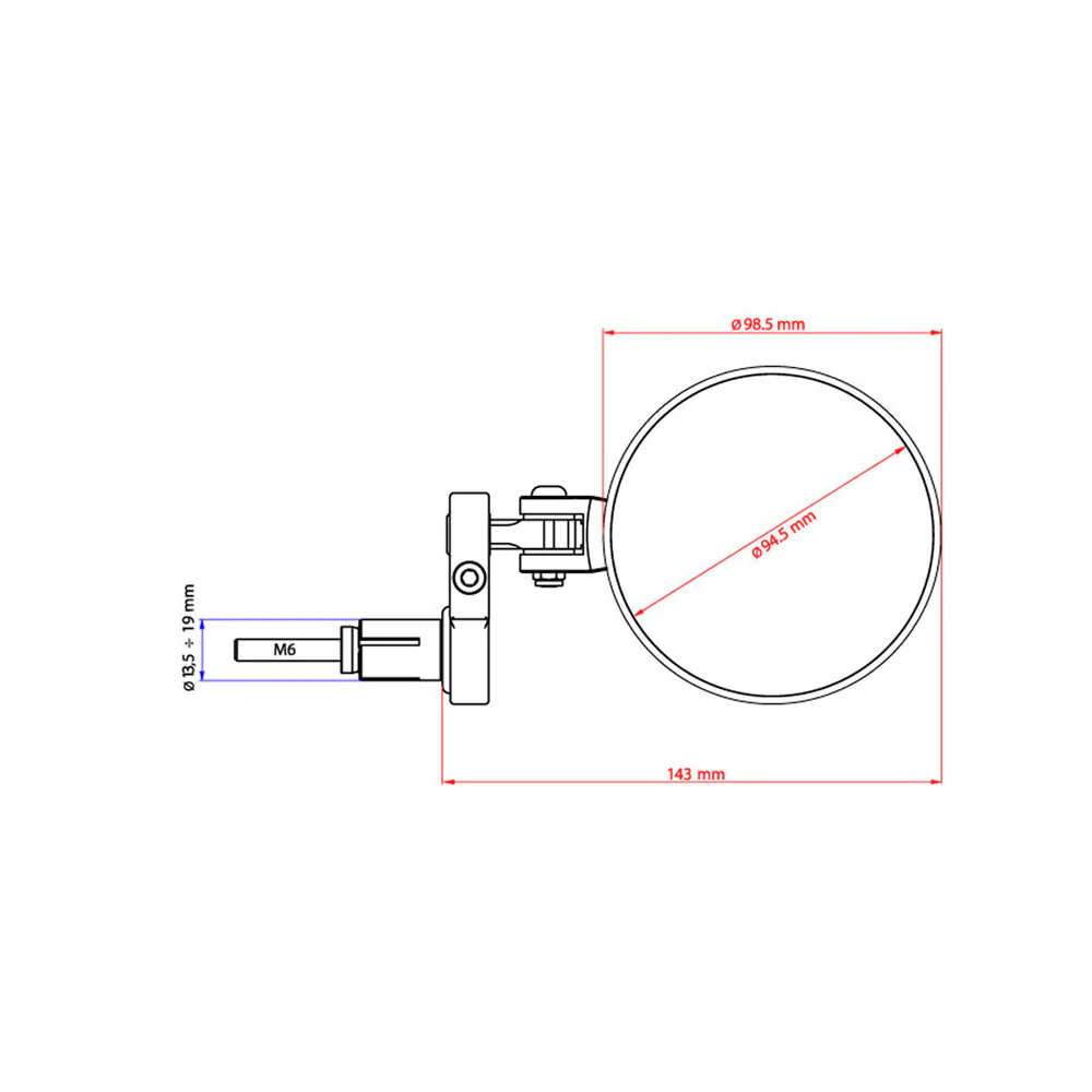 CNC Racing Bar End Mirror Rocket - Left Ø 94.5mm - Image 4