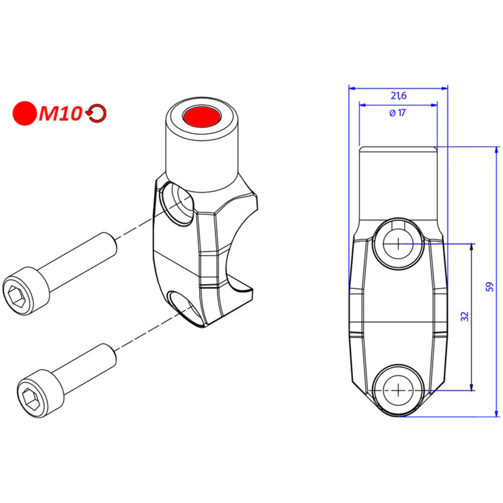 CNC Racing Brembo Master Cylinder Clamp with Mirror Mount Thread M10 Left - Image 2