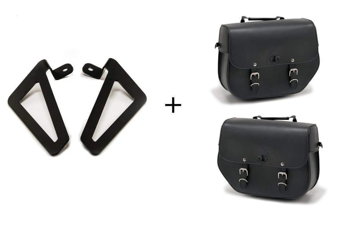Customacces Sant Louis Saddlebags with Universal Support + Metal Bases - Left and Right Side | Black