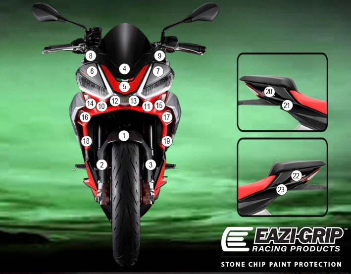 Eazi-Grip Stone Chip Protection Kit | Clear - Gloss | Aprilia Tuono 660 2021>Current