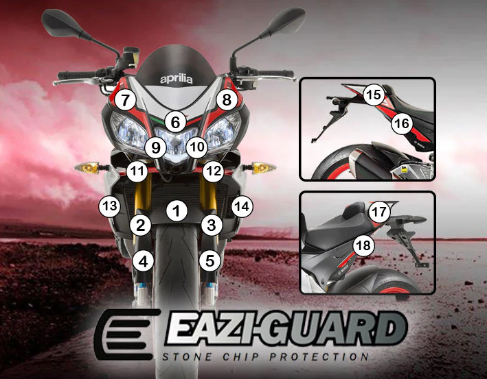 Eazi-Grip Stone Chip Protection Kit | Clear - Matte | Aprilia Tuono V4 2015>2017