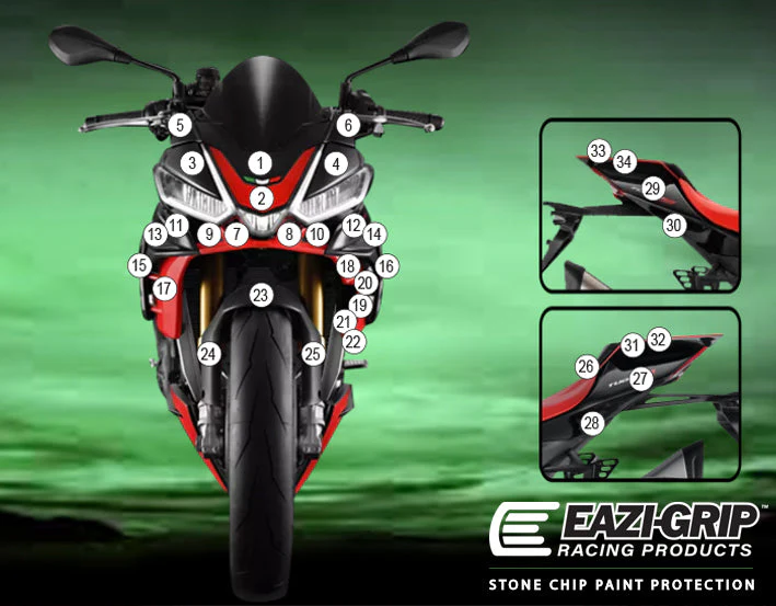 Eazi-Grip Stone Chip Protection Kit | Clear - Matte | Aprilia Tuono V4 2021>Current