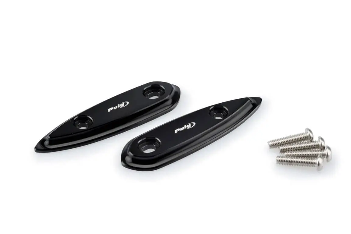 Puig Aluminium Mirror Caps | Black | Yamaha YZF-R3 2015>Current