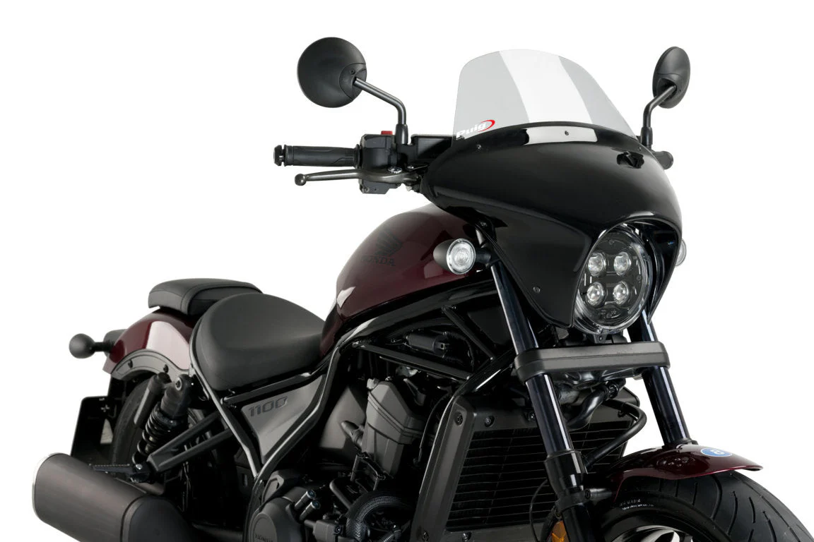 Puig Batwing SML Touring Screen | Gloss Black/Light Smoke | Honda CMX 1100 Rebel 2021>Current