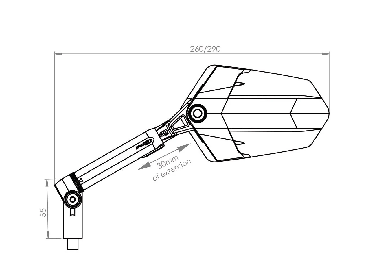 Puig Explorer Mirror Left - M10 Fitment | Aluminium/Black - Image 4