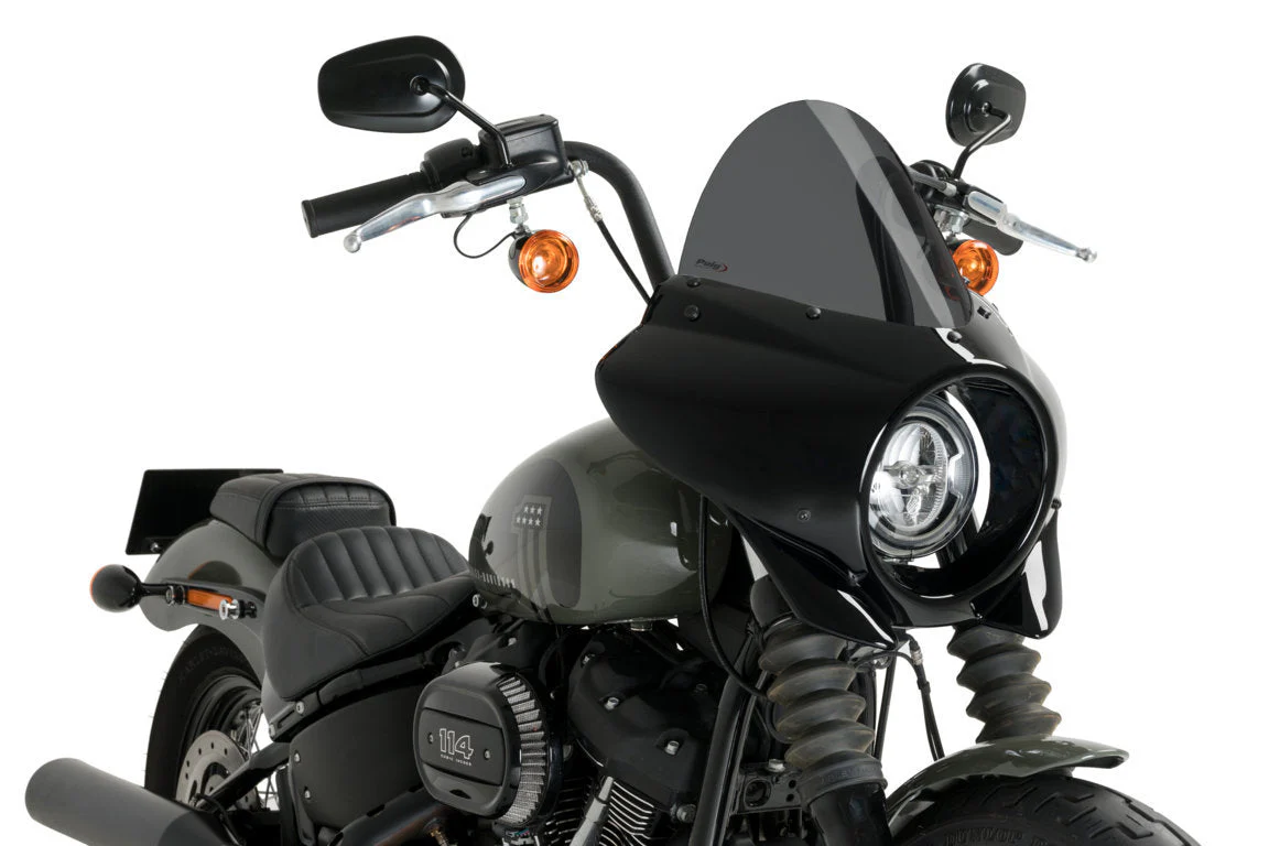 Puig Mirage Touring Screen | Gloss Black/Dark Smoke | Harley Davidson Softail Street Bob (FXBB) 2021>Current