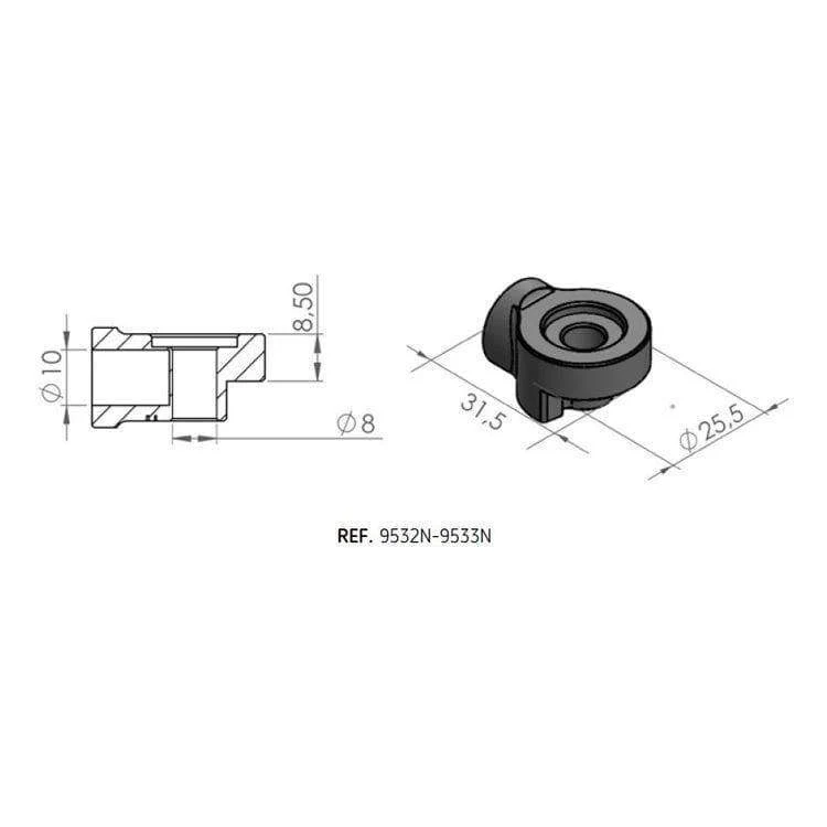 Puig Mirror Adaptor Right Side | Black | BMW R nineT Racer 2017>2024