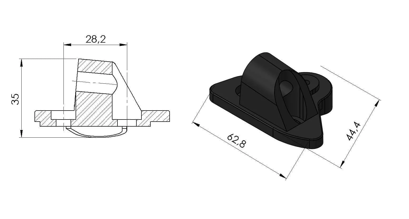 Puig Mirror Adaptor Right Side | Black | Yamaha YZF-R6 2017>Current