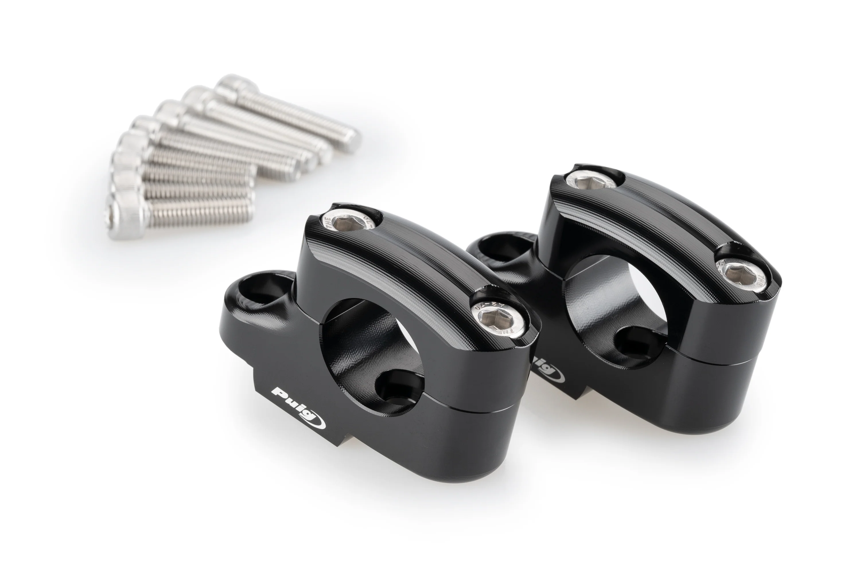 Puig Pullback Handlebar Risers - 25mm Rise / 16mm Back | Black | Fits Various Models