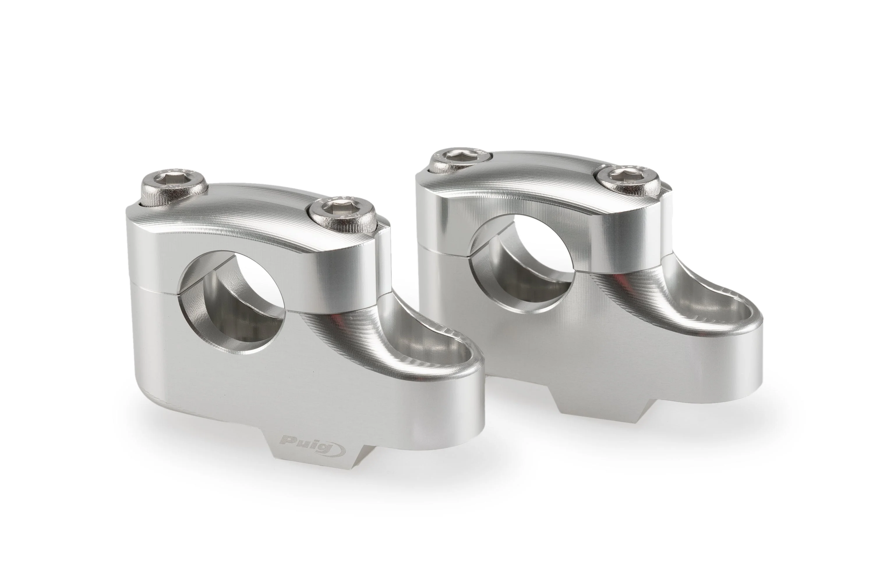 Puig Pullback Handlebar Risers - 25mm Rise / 16mm Back | Silver | Yamaha XSR 125 2021>Current