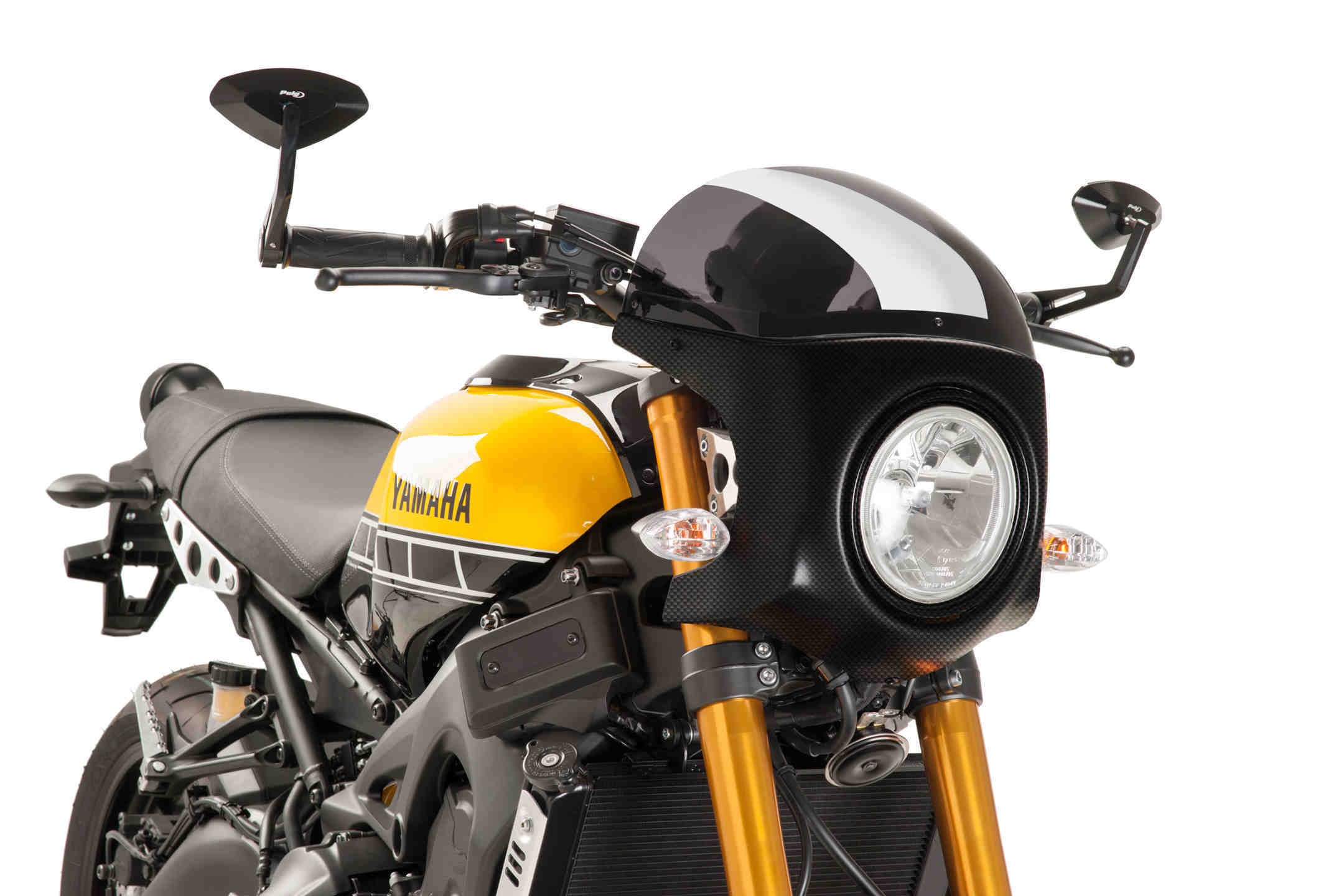 Puig Retro Semi Fairing | Carbon Look with Dark Smoke Screen | Royal Enfield Interceptor 650 2018>Current