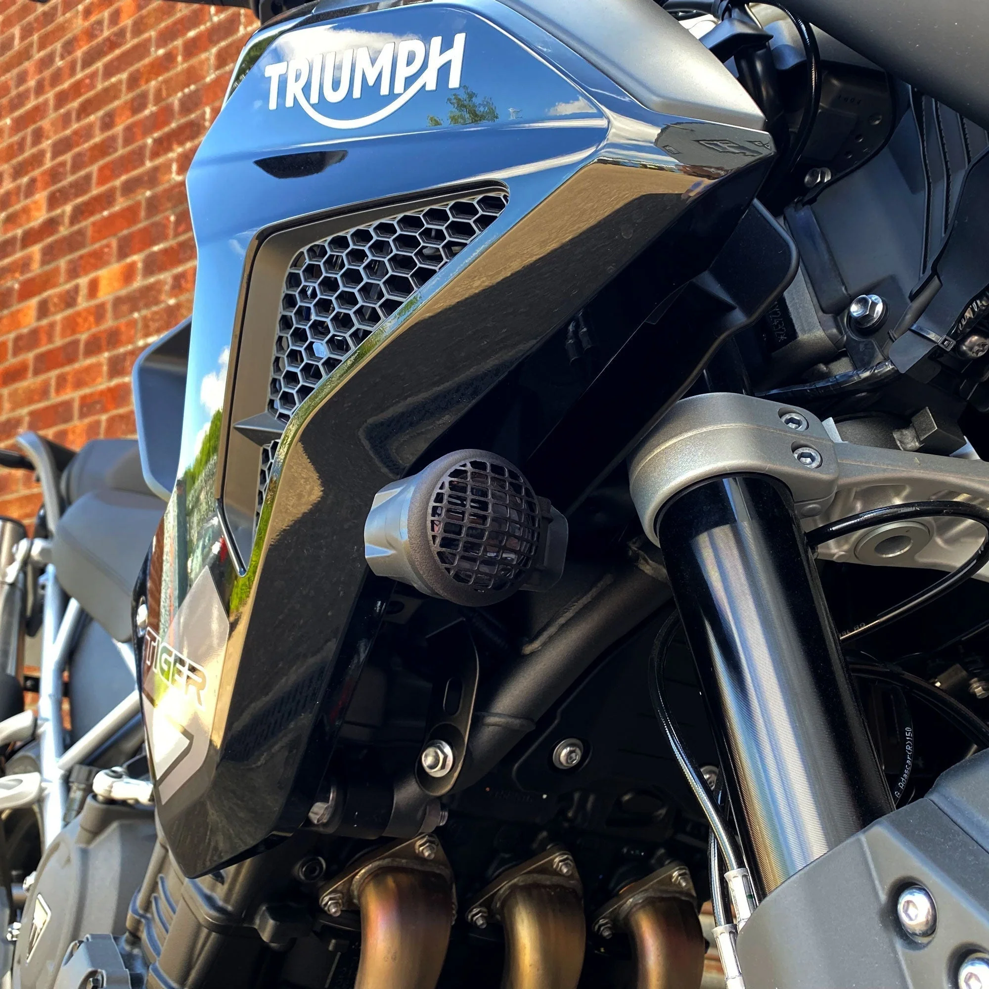 Pyramid Auxiliary Headlight Guards | Matte Black | Triumph Tiger 1200 GT 2022>Current - Image 4