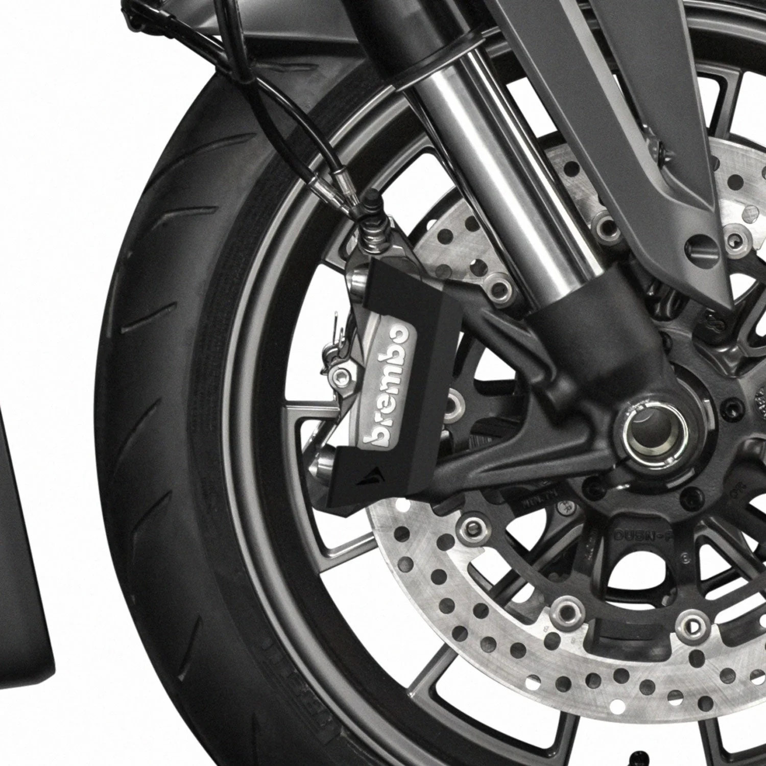 Pyramid Brake Caliper Guards | Matte Black | Moto Guzzi V100 Mandello S 2022>Current - Image 3
