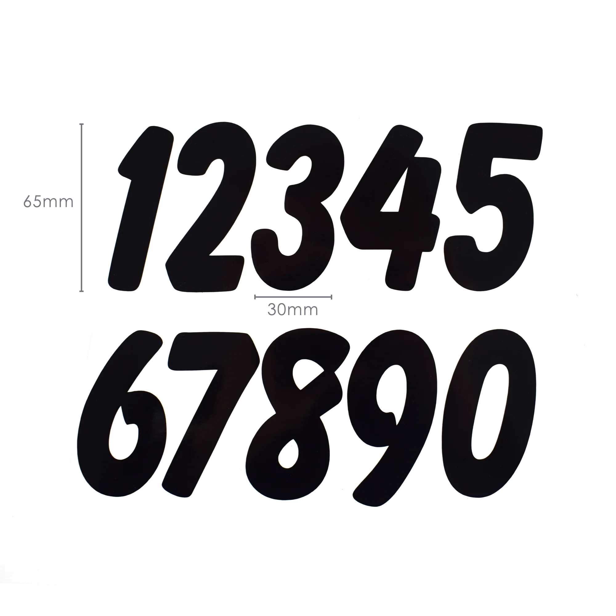 Pyramid Decals | Racing Numbers Set 0-9 | 2D Black - Image 3
