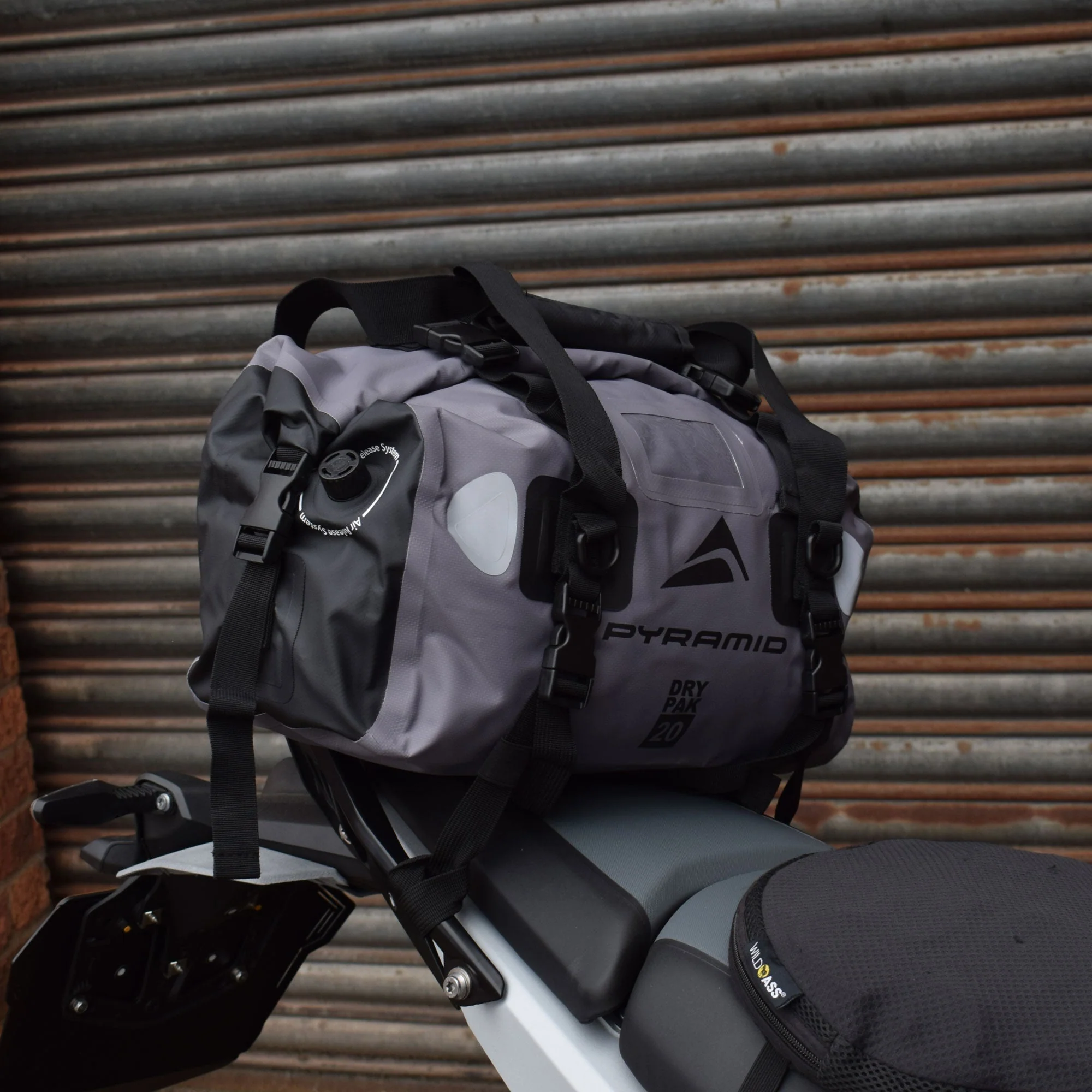 Pyramid Waterproof 20L Motorcycle Duffle Bag | Grey - Image 4