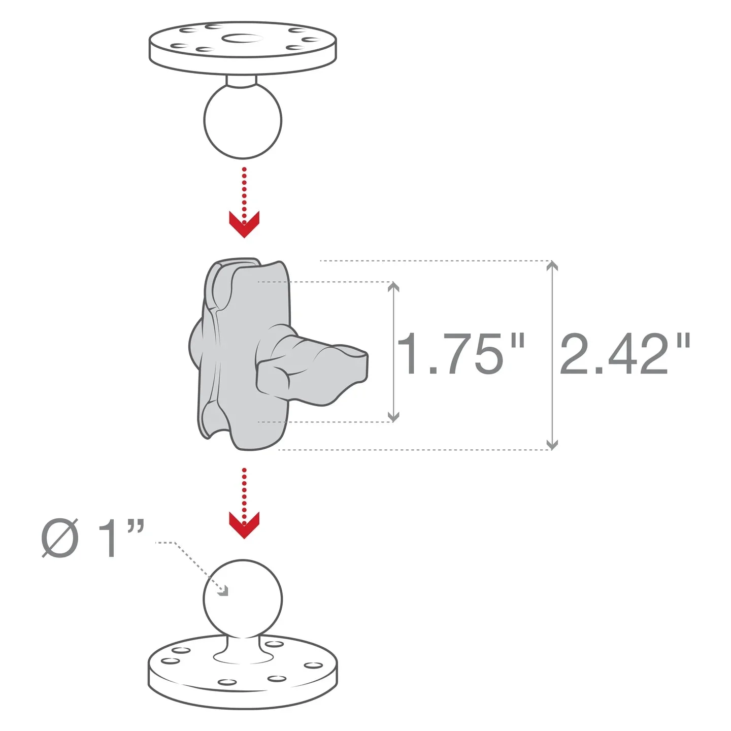 RAM® Composite Double Socket Arm - B Size Short - Image 4