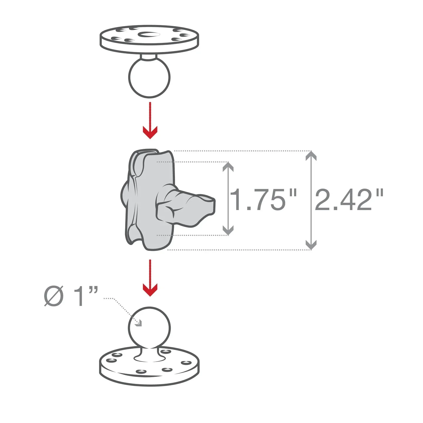 RAM® Double Socket Arm - B Size Short - Image 4
