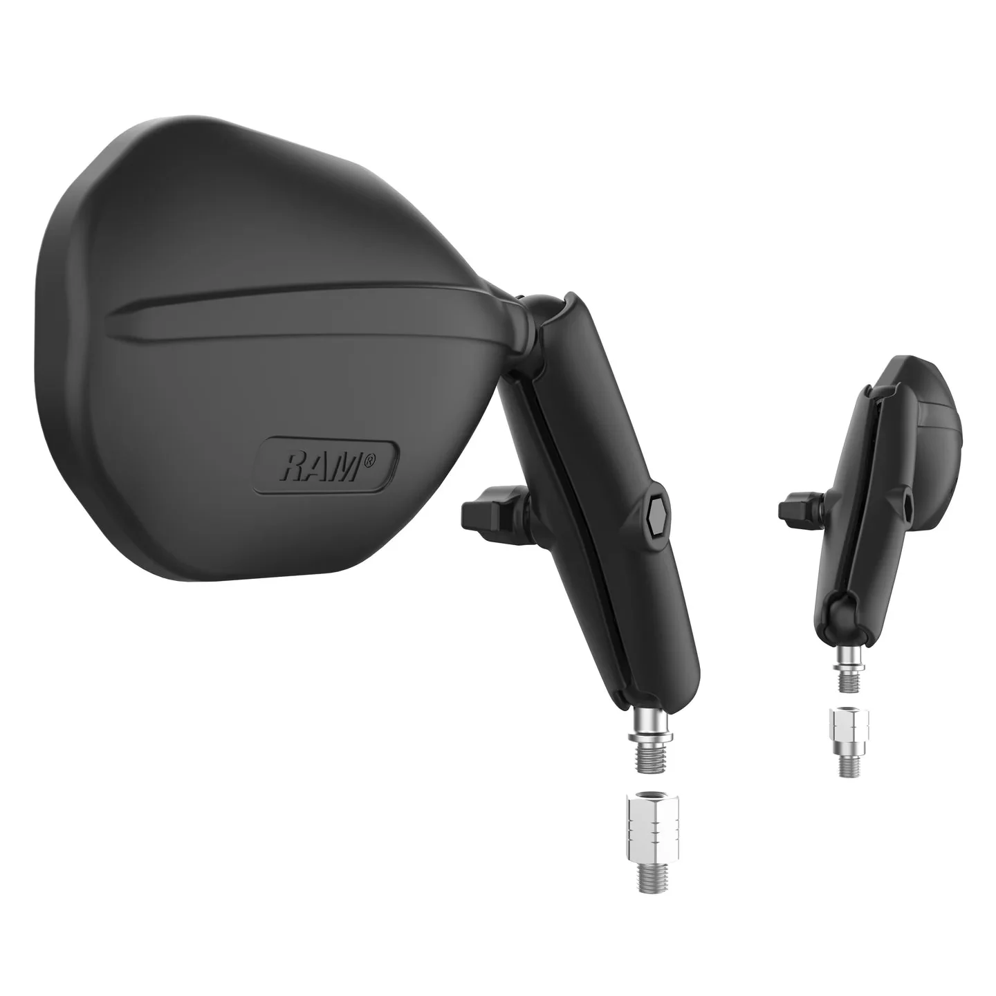 RAM® Tough-Mirror™ Kit with M10-1.25 Bases + Reverse Adapter - Long Arm - Image 3