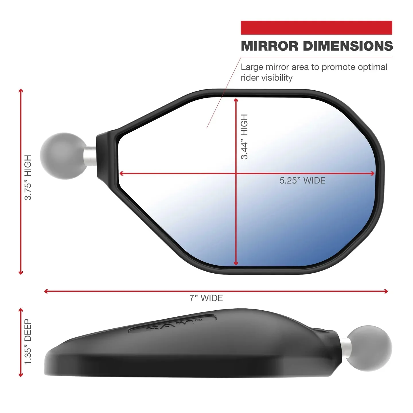 RAM® Tough-Mirror™ Right Mirror without Ball - Image 2