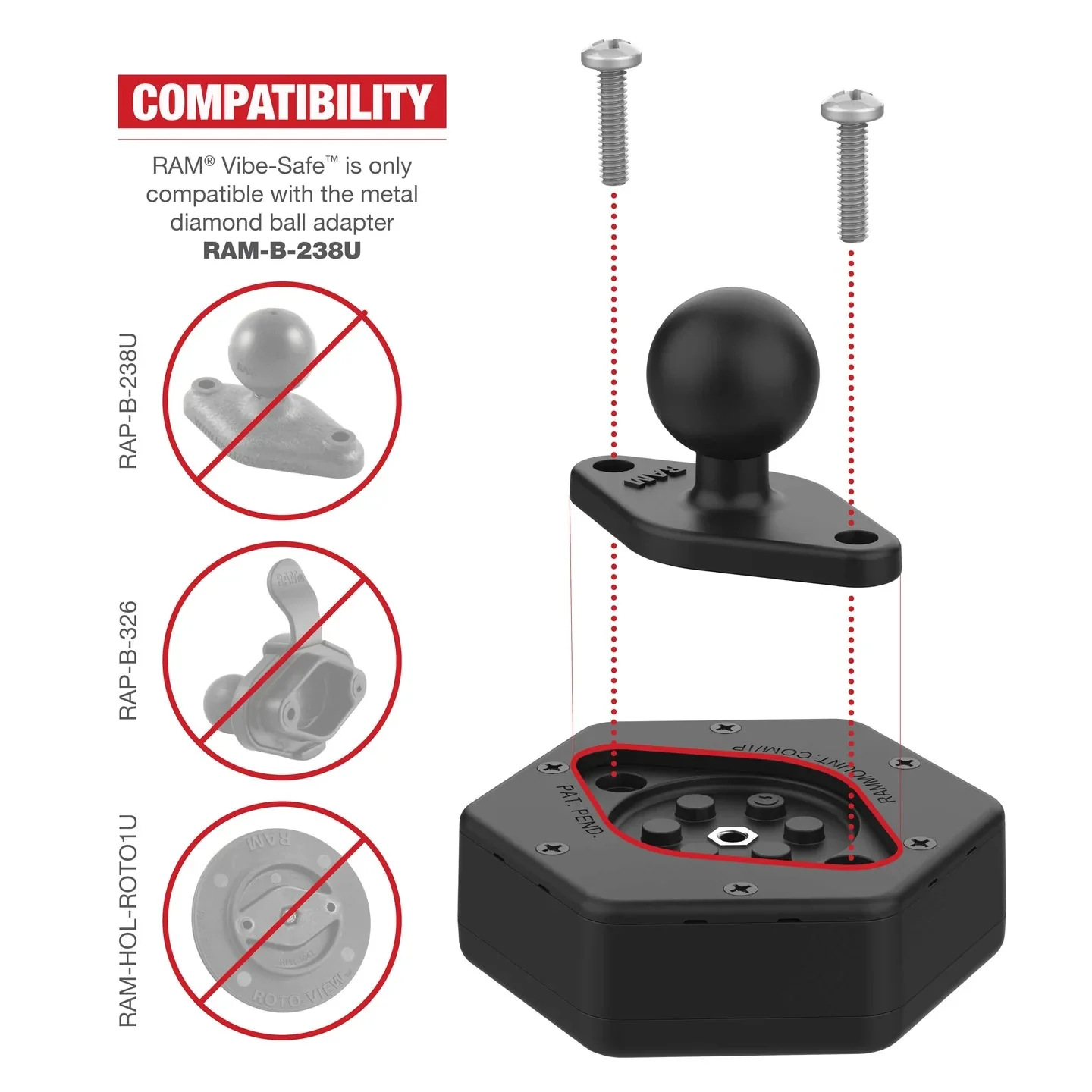 RAM® Vibe-Safe™ with NPT Adapter for 2-Hole Holders - Image 5