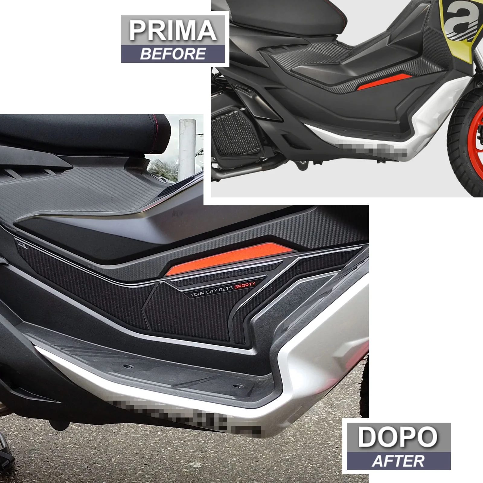 Resin Bike 3D Motorcycle Stickers - Side Footboards | Aprilia SR 125/200 2022>2025 - Image 3