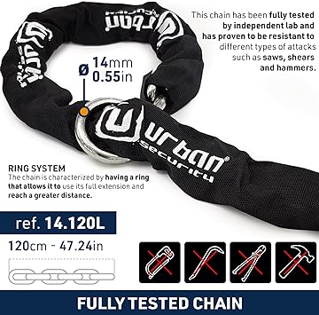 Urban Security 14.120L 120cm Motorcycle Loop Chain - Security Level 18 - Image 3