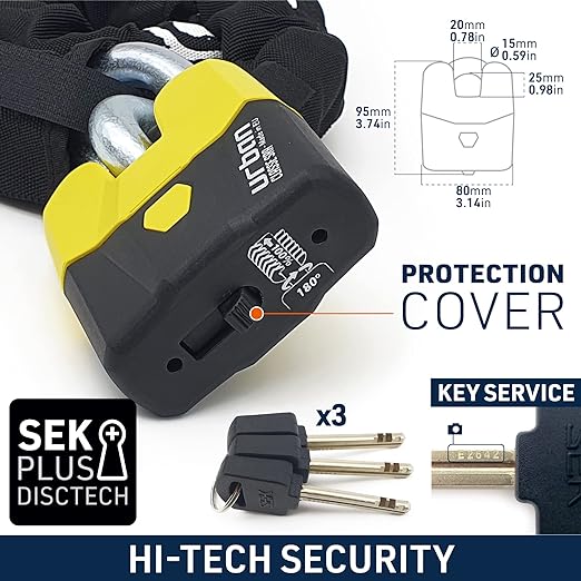 Urban Security U8K100 100cm Motorcycle Chain + Lock - Security Level 20 - Image 4