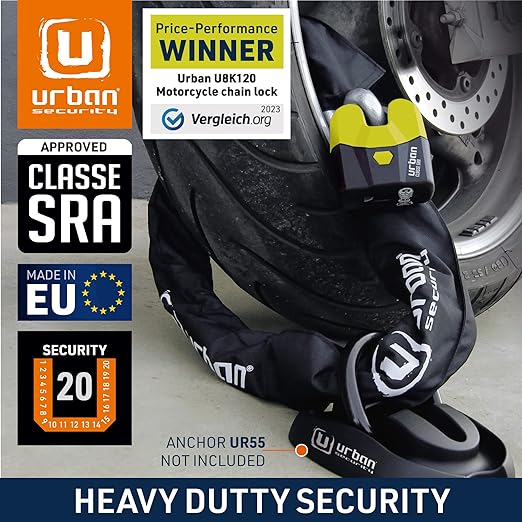 Urban Security U8K150 150cm Motorcycle Chain + Lock - Security Level 20 - Image 2