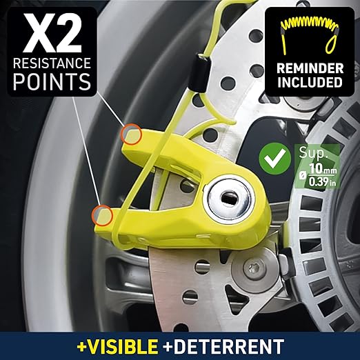 Urban Security UR208Y Motorcycle Disc Lock + Reminder Cable - Security Level 10 - Image 6