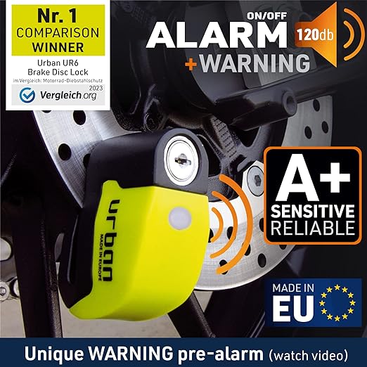 Urban Security UR6 Motorcycle Disc Lock With Alarm - Security Level 10 - Image 3