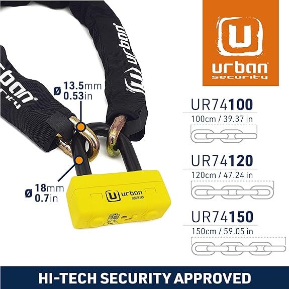 Urban Security UR74120 120cm Motorcycle Chain + Lock - Security Level 19 - Image 7