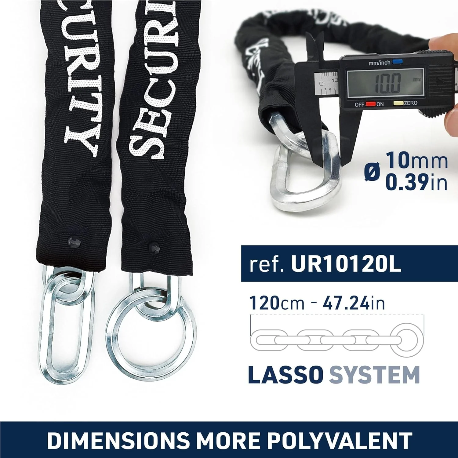 Urban Security UR75+10.120L 120cm Motorcycle Loop Chain + Lock - Security Level 18 - Image 3