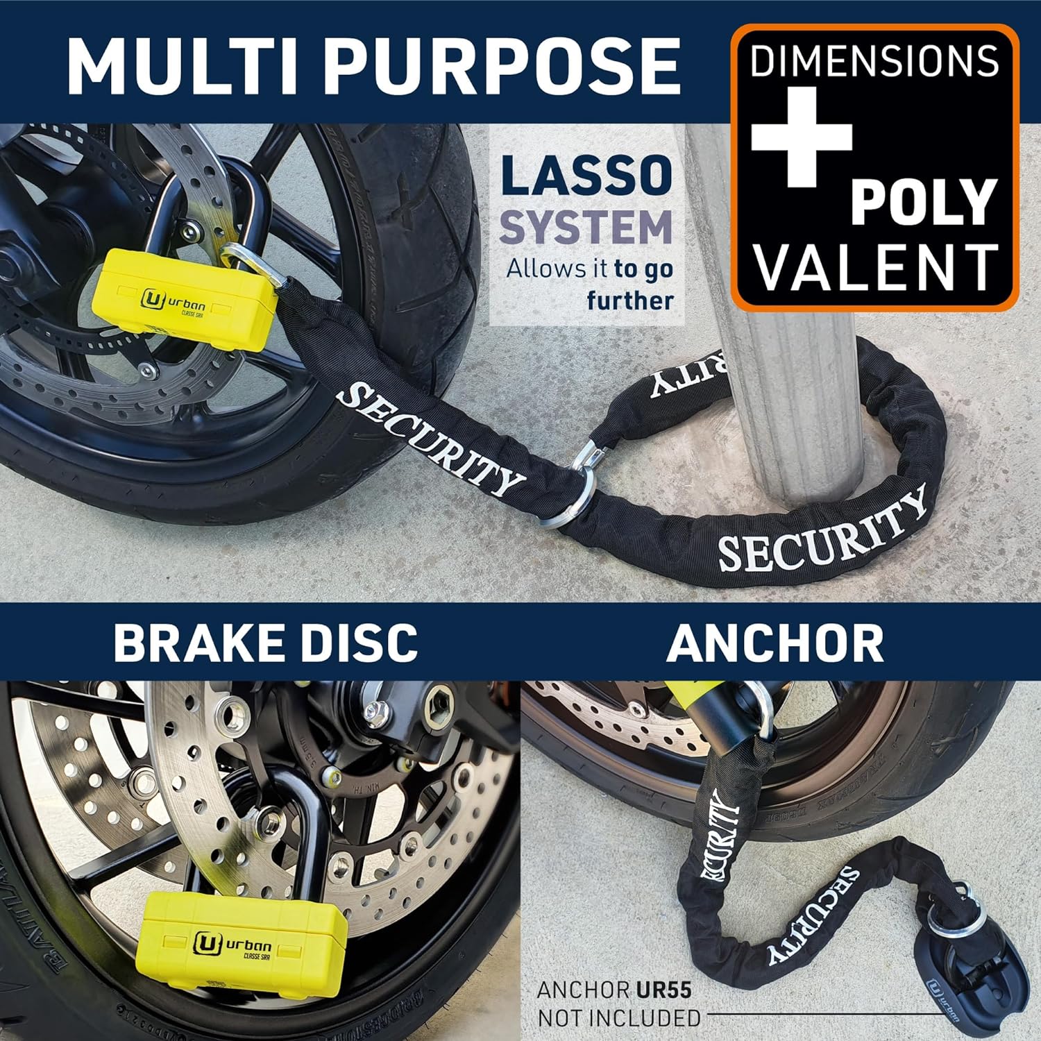 Urban Security UR75+10.120L 120cm Motorcycle Loop Chain + Lock - Security Level 18 - Image 5