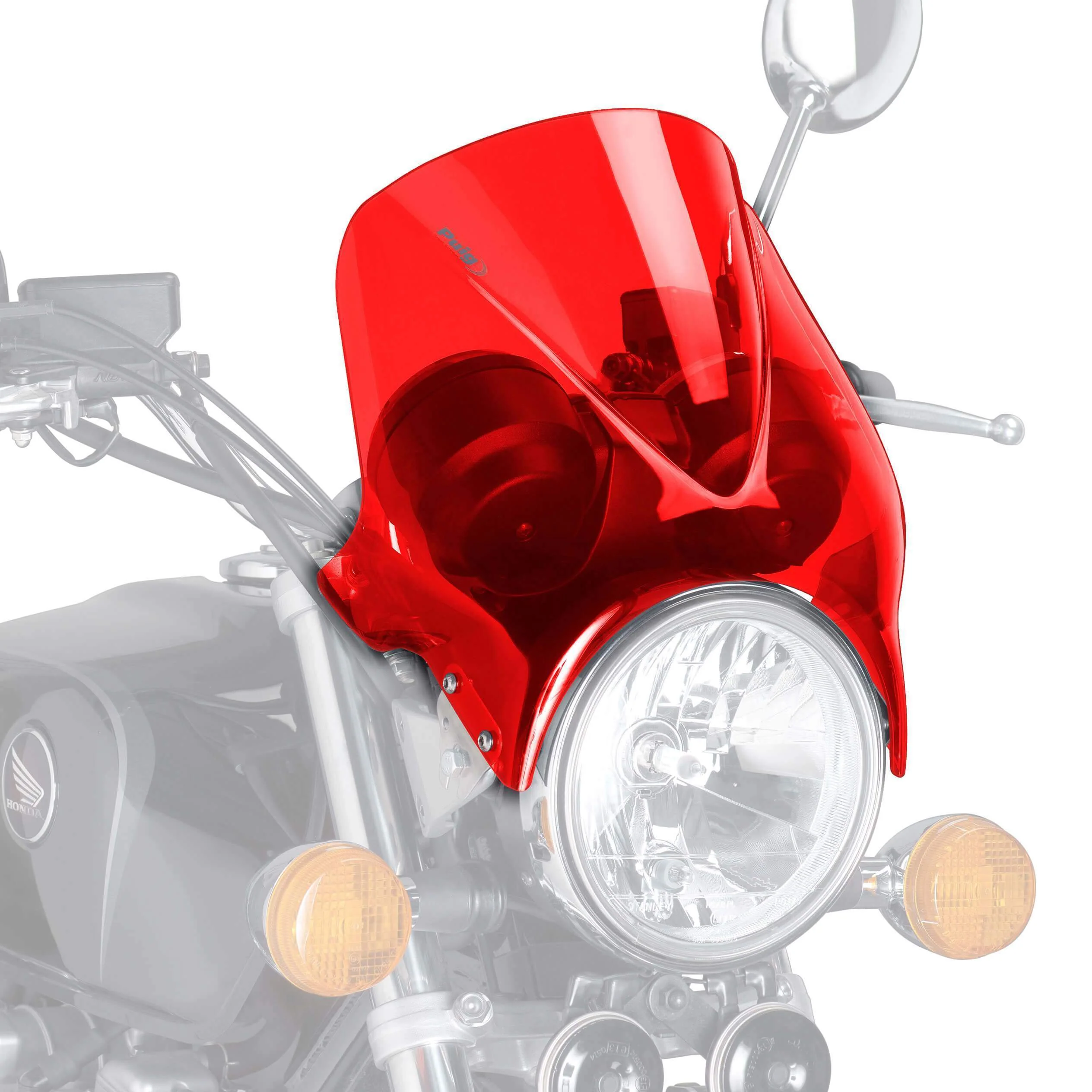 Puig Windy Universal Round Headlight Mounted Screen | Red - Image 2