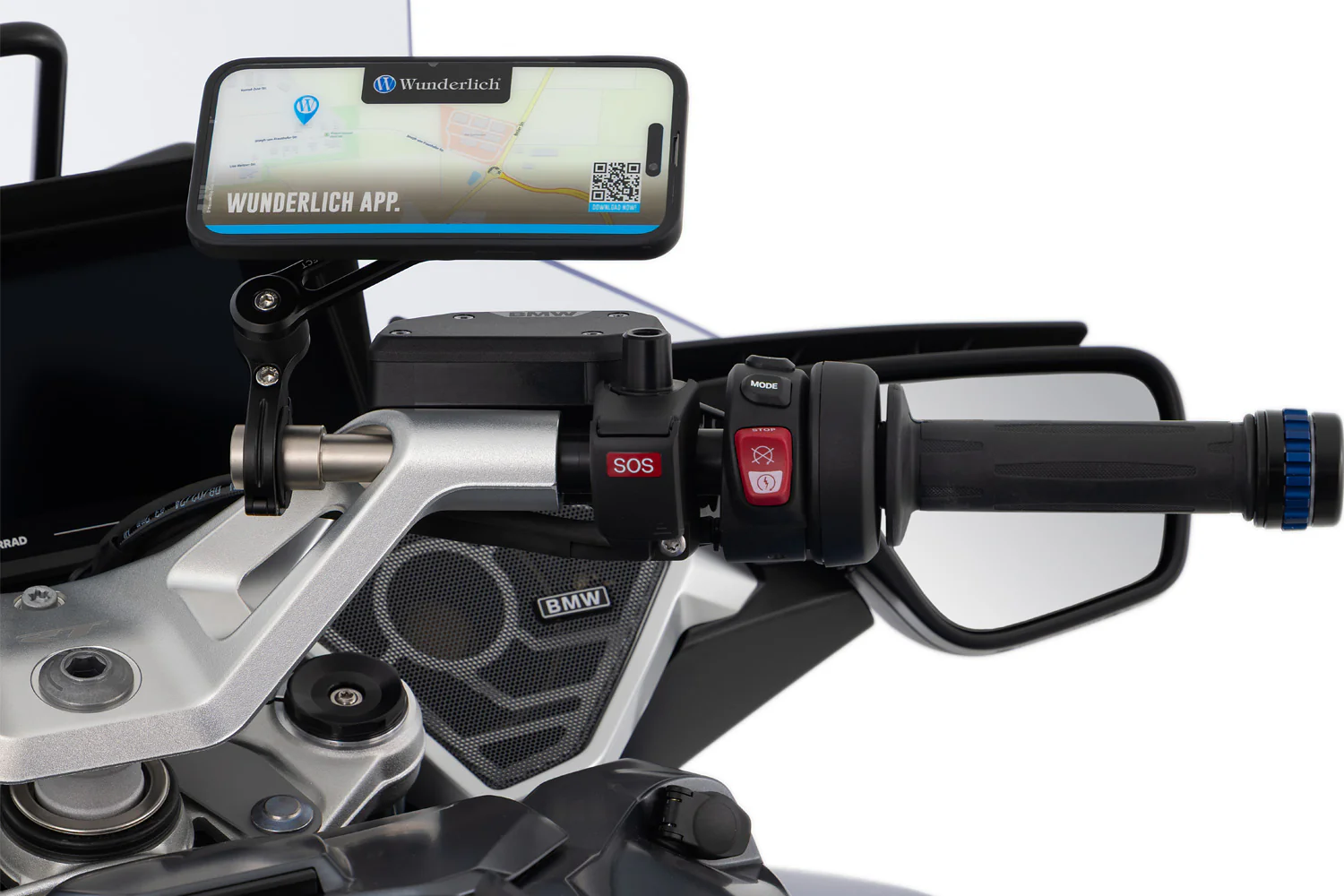 Wunderlich Clip-On Handlebar Adapter for 22 mm Smartphone Mount | Silver - Image 2